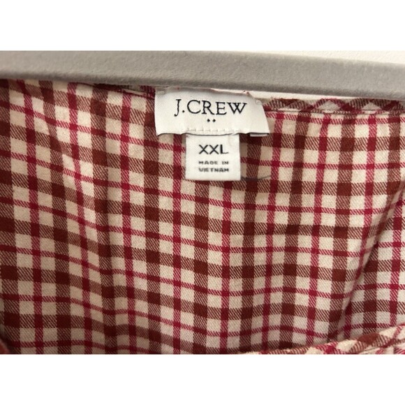 J. Crew Women’s XXL Red Plaid Ruffle Boho Hippie Cottage Square Neck Cropped - Picture 3 of 10